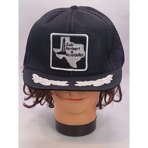 VTG Bob Herbert & Associates Trucker Hat Cap‎ Black Oil Derrick Texas Adjustable